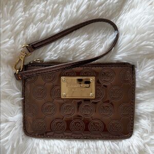 Michael Kors Shiny Brown Wristlet